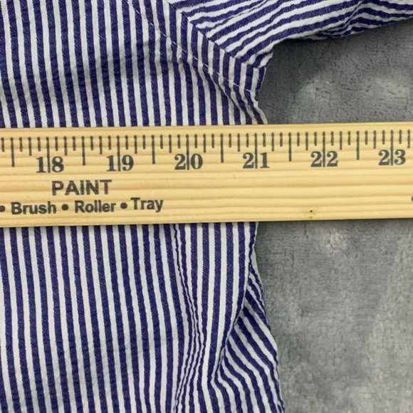 Chaps Short Sleeve Button Up Lobster Shirt Men's Medium Blue White Stripes - Picture 5 of 6